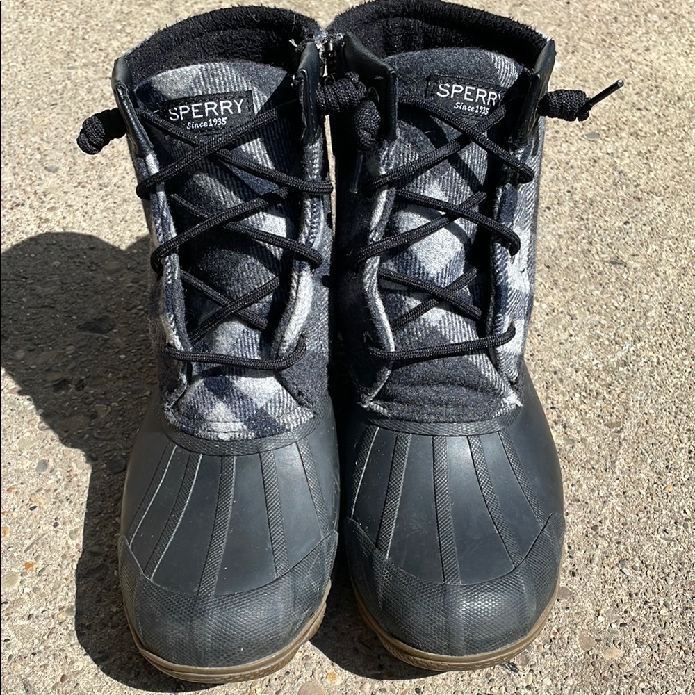 Sperry Black and Gray Duck Boots
